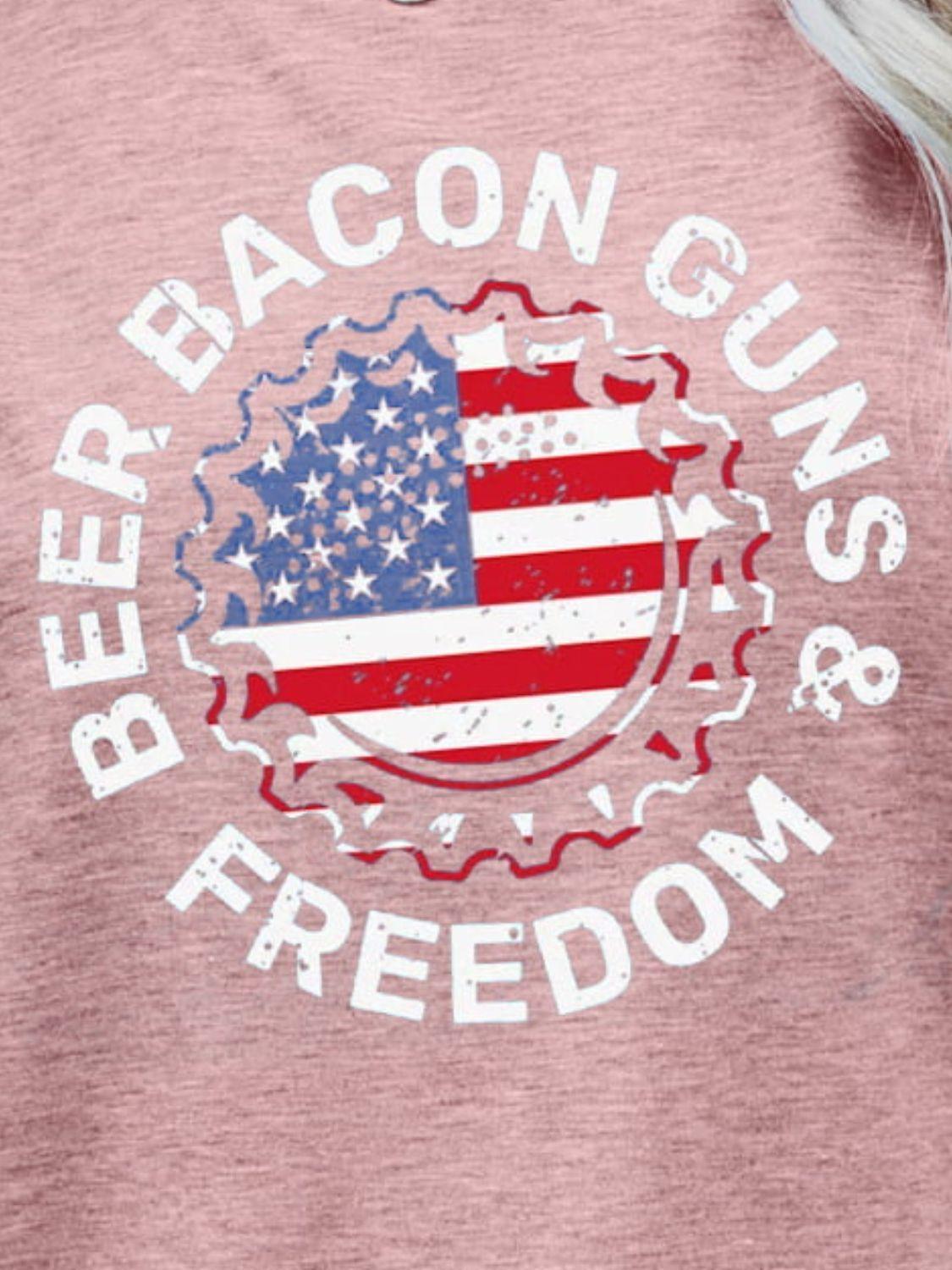 Beer Bacon Guns & Freedom US Flag T Shirt - MXSTUDIO.COM