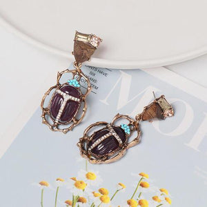 Beetle Shape Rhinestone Dangle Earrings-MXSTUDIO.COM