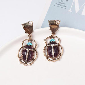 Beetle Shape Rhinestone Dangle Earrings-MXSTUDIO.COM