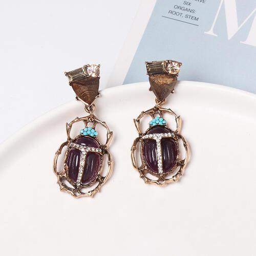 Beetle Shape Rhinestone Dangle Earrings-MXSTUDIO.COM