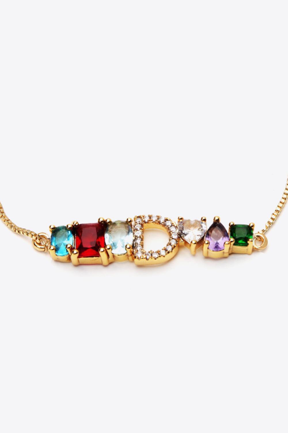 Bejeweled A to J Zircon Gold Plated Bracelet-MXSTUDIO.COM