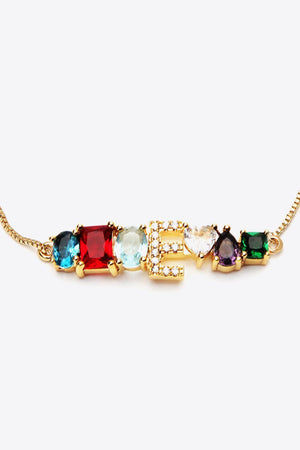 Bejeweled A to J Zircon Gold Plated Bracelet-MXSTUDIO.COM