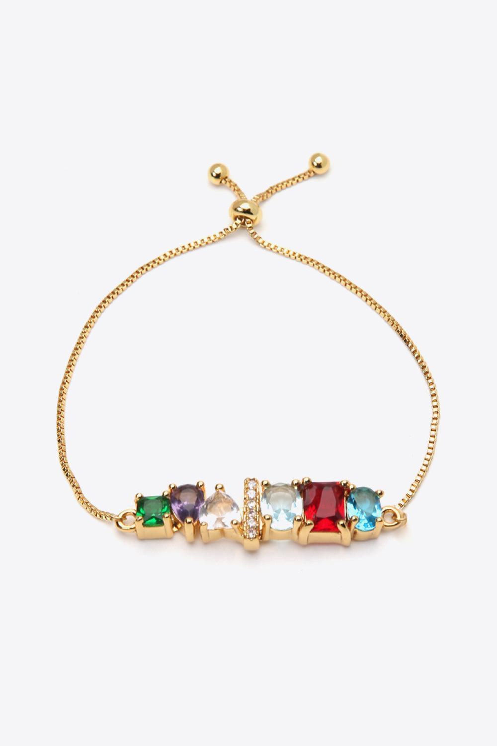 Bejeweled A to J Zircon Gold Plated Bracelet-MXSTUDIO.COM