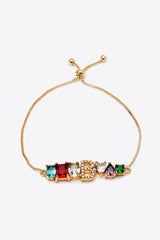 Bejeweled A to J Zircon Gold Plated Bracelet-MXSTUDIO.COM