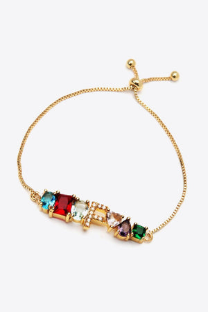 Bejeweled K to T Zircon Gold Plated Bracelet-MXSTUDIO.COM