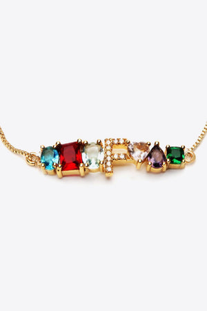 Bejeweled K to T Zircon Gold Plated Bracelet-MXSTUDIO.COM