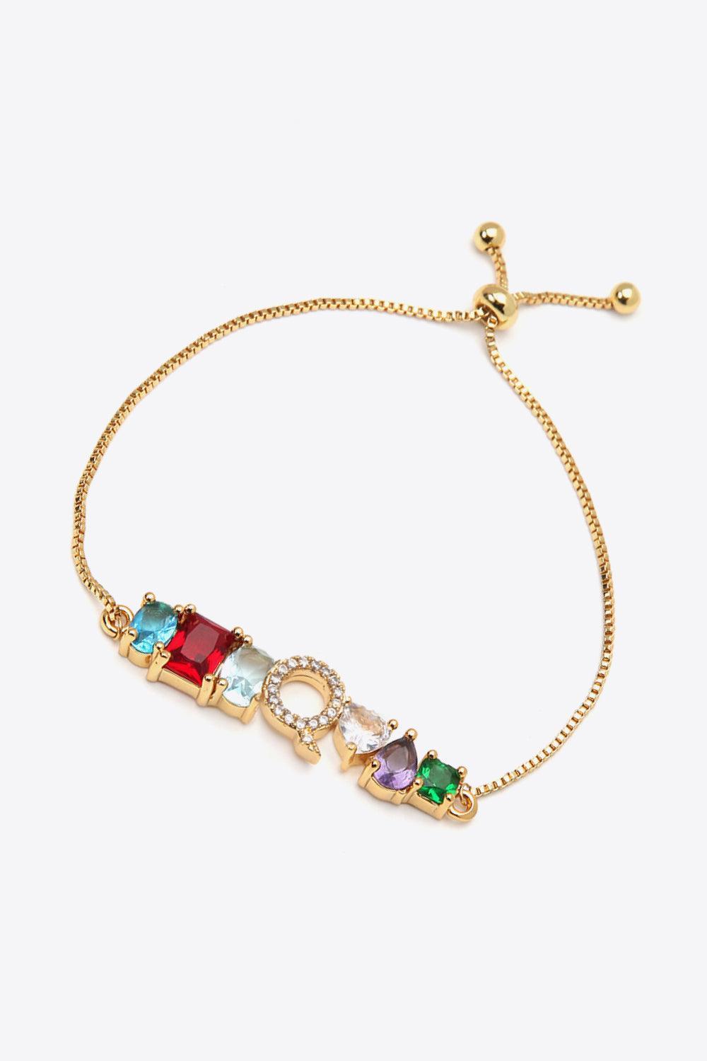 Bejeweled K to T Zircon Gold Plated Bracelet-MXSTUDIO.COM