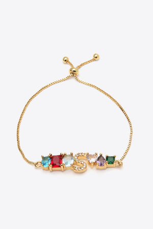 Bejeweled K to T Zircon Gold Plated Bracelet-MXSTUDIO.COM