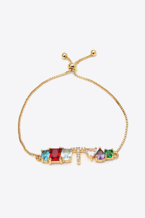 Bejeweled K to T Zircon Gold Plated Bracelet-MXSTUDIO.COM