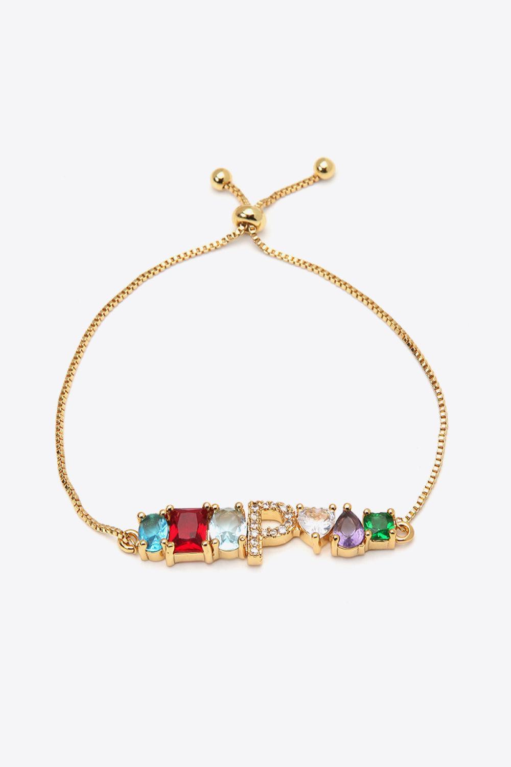 Bejeweled K to T Zircon Gold Plated Bracelet-MXSTUDIO.COM