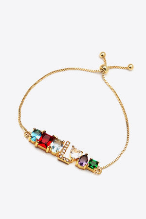 Bejeweled K to T Zircon Gold Plated Bracelet-MXSTUDIO.COM