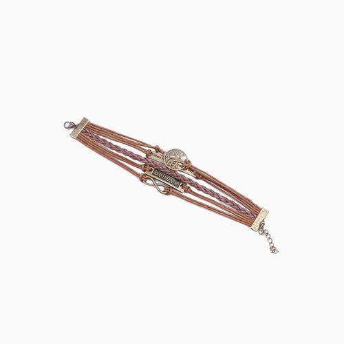 Believe Chestnut PU Leather Rope Bracelet-MXSTUDIO.COM