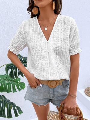 Believe You Can White V Neck Blouse - MXSTUDIO.COM