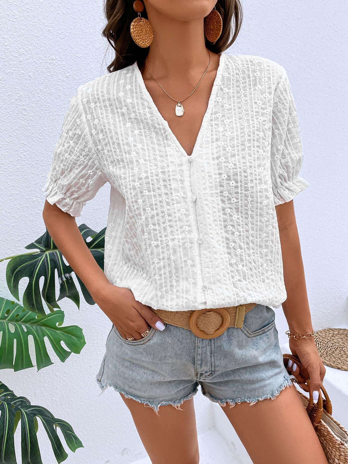 Believe You Can White V Neck Blouse - MXSTUDIO.COM