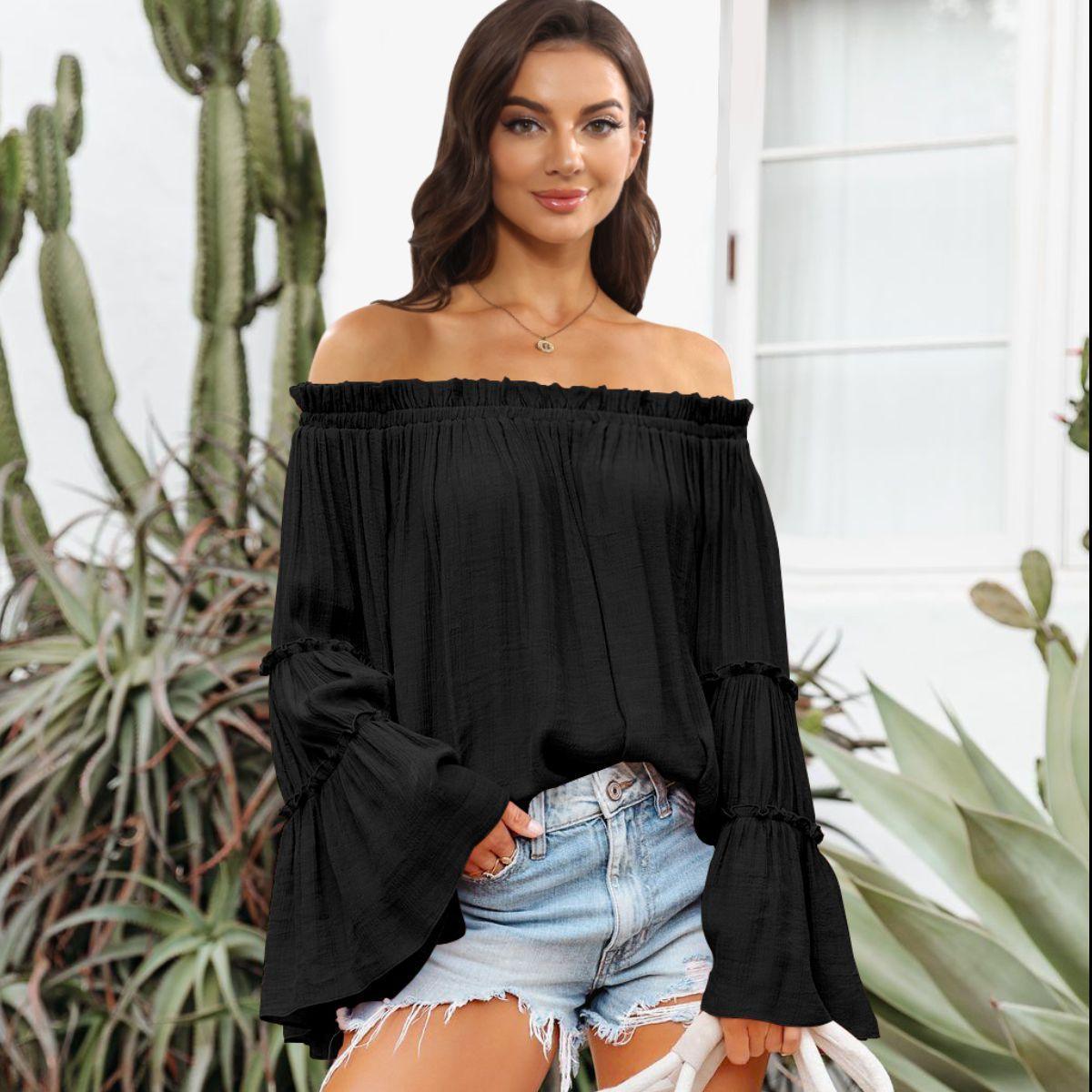 Belle Of The Day Flare Sleeve Off Shoulder Top - MXSTUDIO.COM