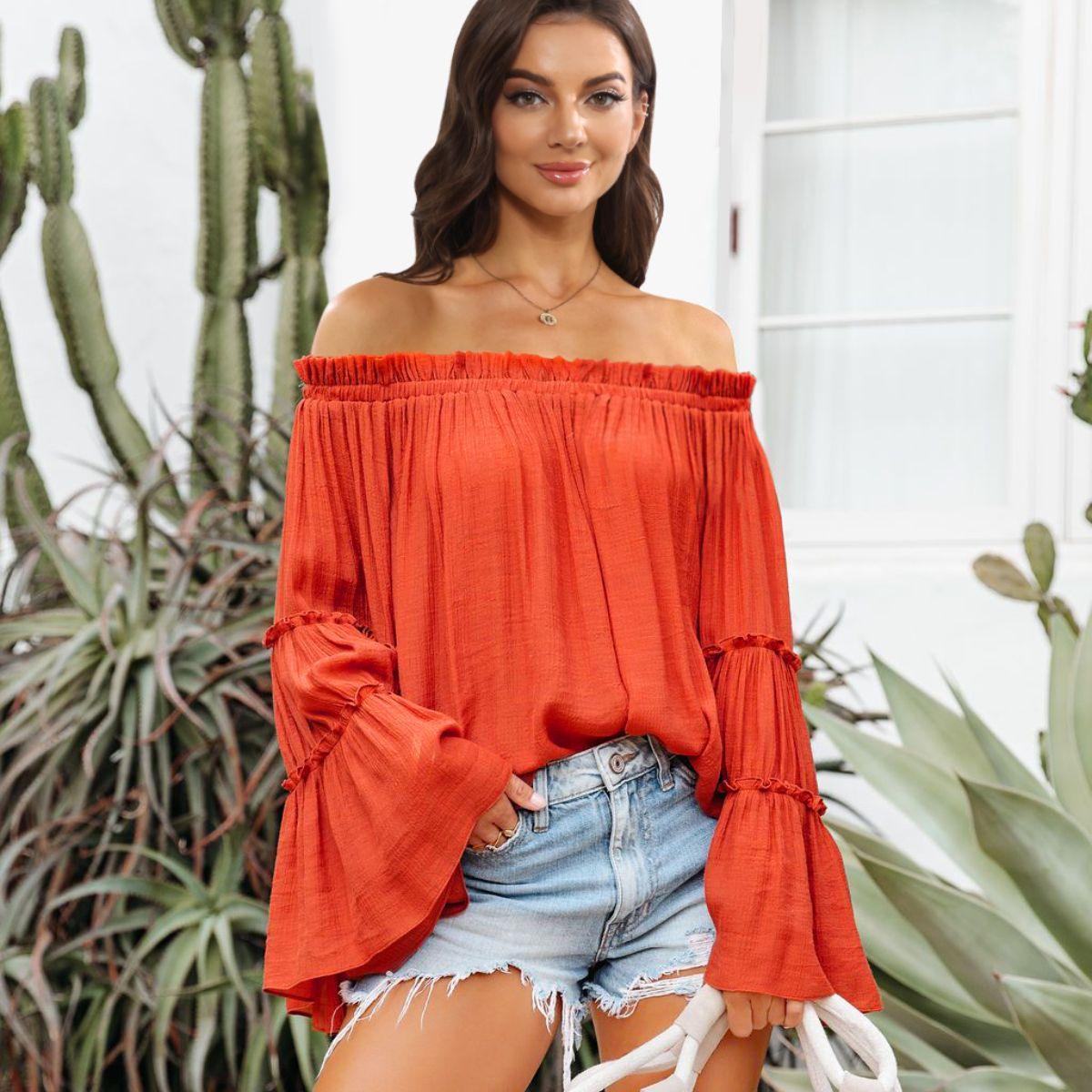 Belle Of The Day Flare Sleeve Off Shoulder Top - MXSTUDIO.COM