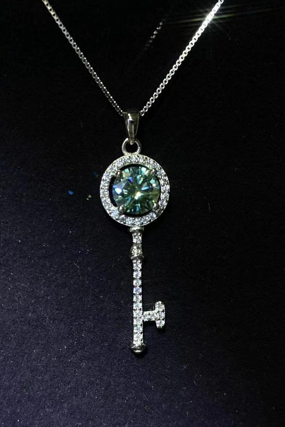 Beloved 1 Carat Key Pendant Moissanite Necklace - MXSTUDIO.COM