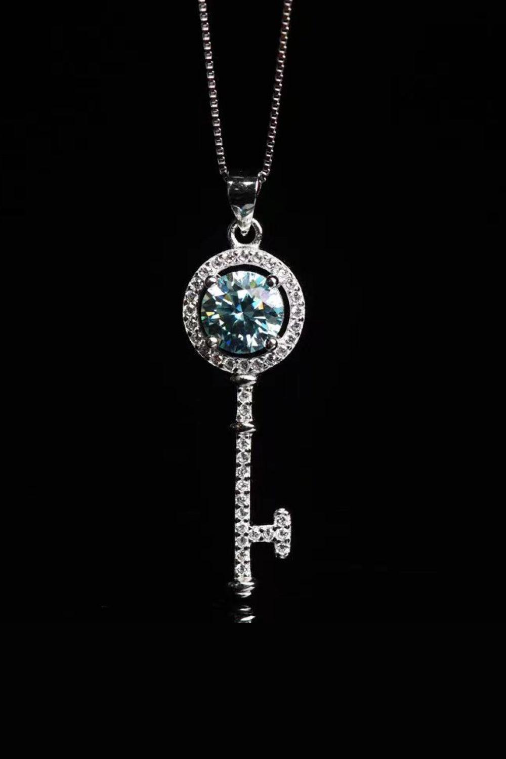 Beloved 1 Carat Key Pendant Moissanite Necklace - MXSTUDIO.COM