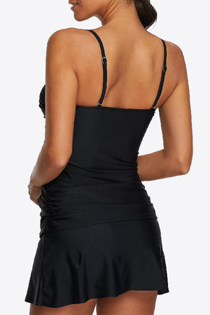 Beloved Summer Lace-Up Ruched Black Two Piece Swimsuit - MXSTUDIO.COM