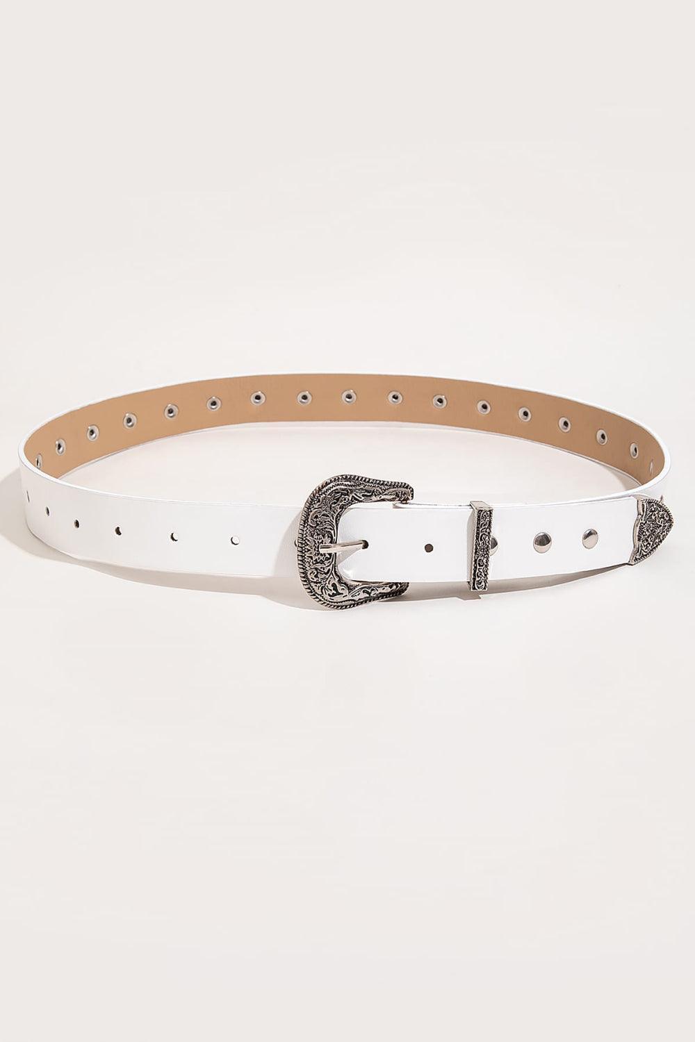 Beloved White Studded Leather Belt - MXSTUDIO.COM