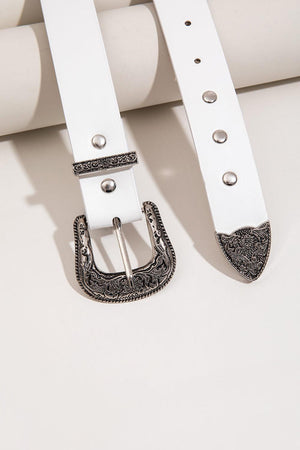 Beloved White Studded Leather Belt - MXSTUDIO.COM