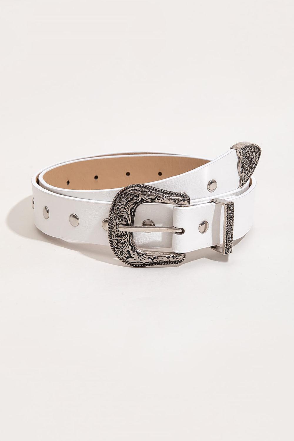 Beloved White Studded Leather Belt - MXSTUDIO.COM