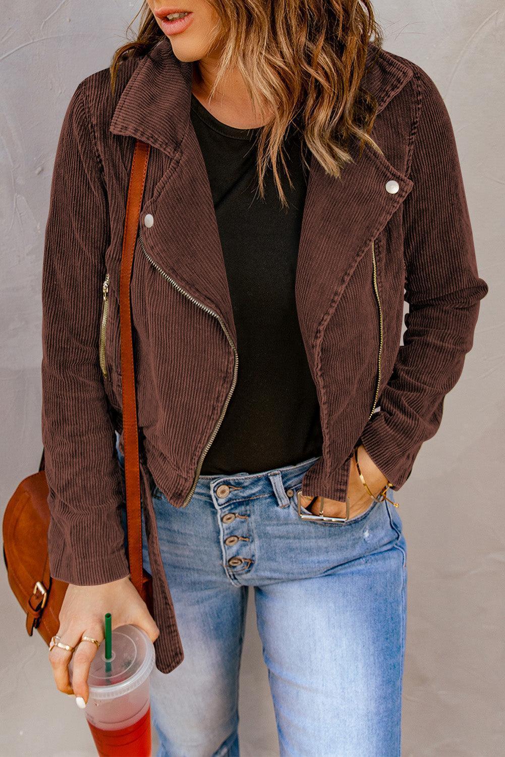 Belted Hem Corduroy Jacket - MXSTUDIO.COM