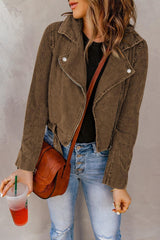 Belted Hem Corduroy Jacket - MXSTUDIO.COM