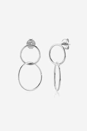 Best Class Double Hoop Drop Sterling Silver Earrings - MXSTUDIO.COM