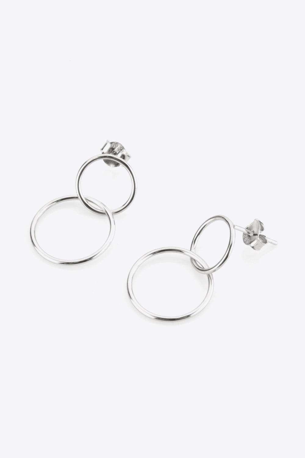 Best Class Double Hoop Drop Sterling Silver Earrings - MXSTUDIO.COM