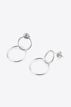 Best Class Double Hoop Drop Sterling Silver Earrings - MXSTUDIO.COM