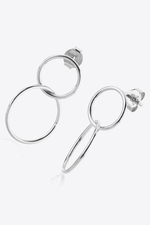 Best Class Double Hoop Drop Sterling Silver Earrings - MXSTUDIO.COM