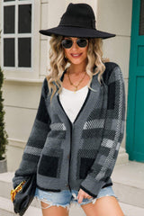 Best Desire Button-Front Fuzzy Striped Cardigan Sweater - MXSTUDIO.COM