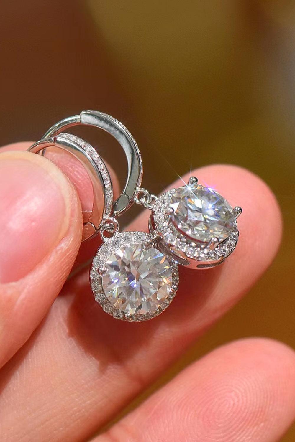 Best Life Round 2 Carat Moissanite Drop Earrings - MXSTUDIO.COM