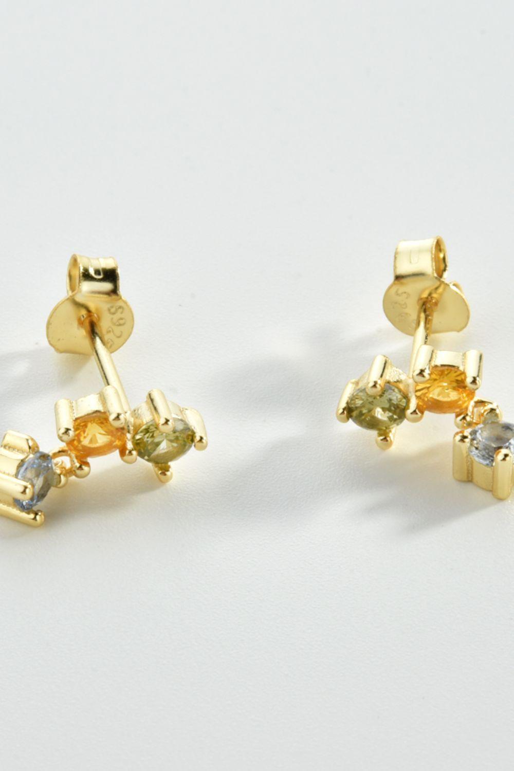 Best-Liked Zircon Sterling Silver Gold Plated Earrings - MXSTUDIO.COM