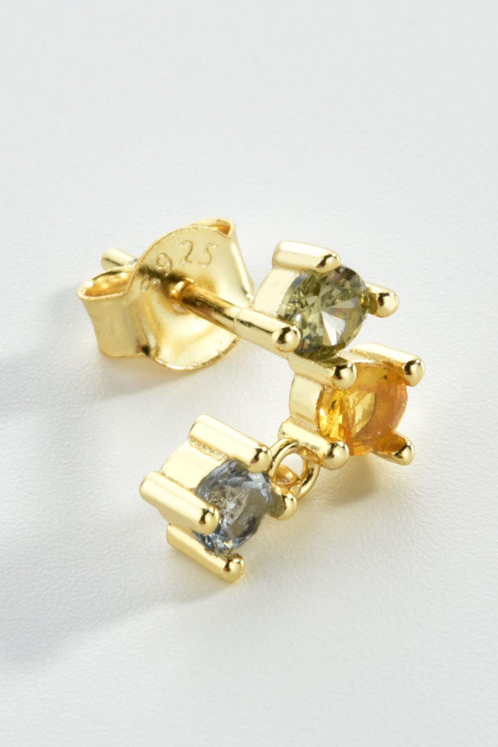 Best-Liked Zircon Sterling Silver Gold Plated Earrings - MXSTUDIO.COM