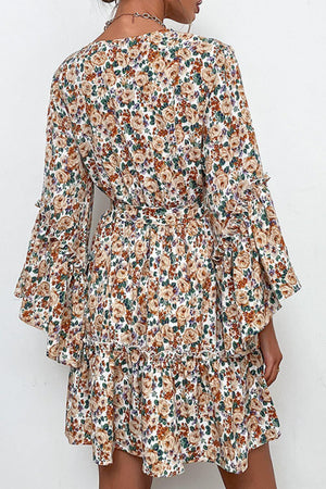 Best-Loved Floral Flare Sleeve Dress - MXSTUDIO.COM