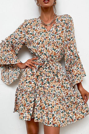 Best-Loved Floral Flare Sleeve Dress - MXSTUDIO.COM