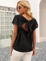 Best Self Black Tie Cutout Back Top - MXSTUDIO.COM