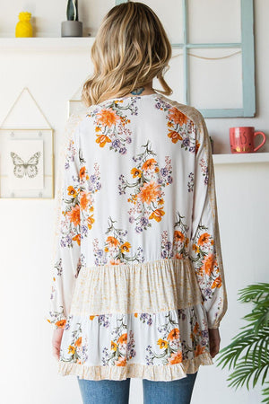 Better Me Tiered Floral Long Sleeve Blouse - MXSTUDIO.COM