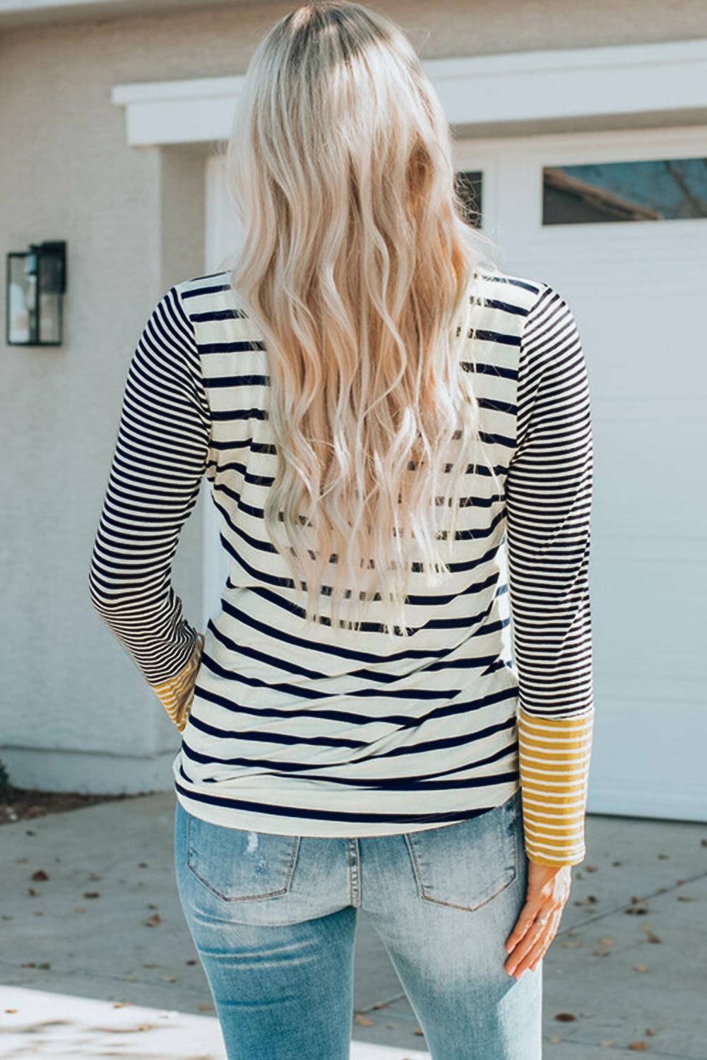 Better Now Buttoned Striped Long Sleeve Top - MXSTUDIO.COM