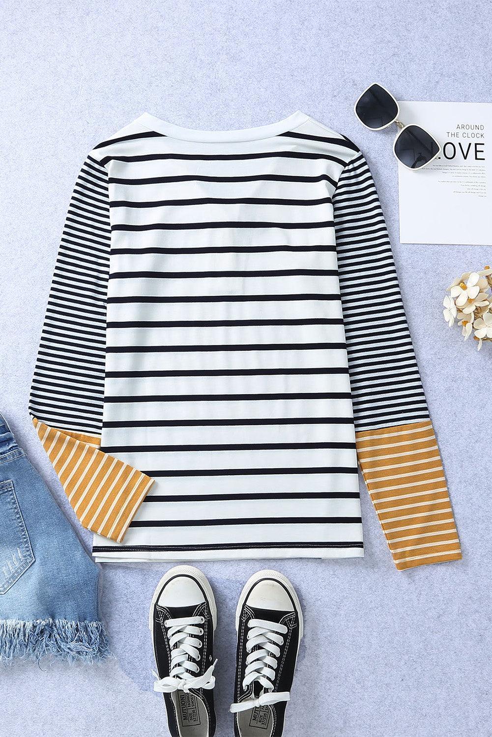 Better Now Buttoned Striped Long Sleeve Top - MXSTUDIO.COM