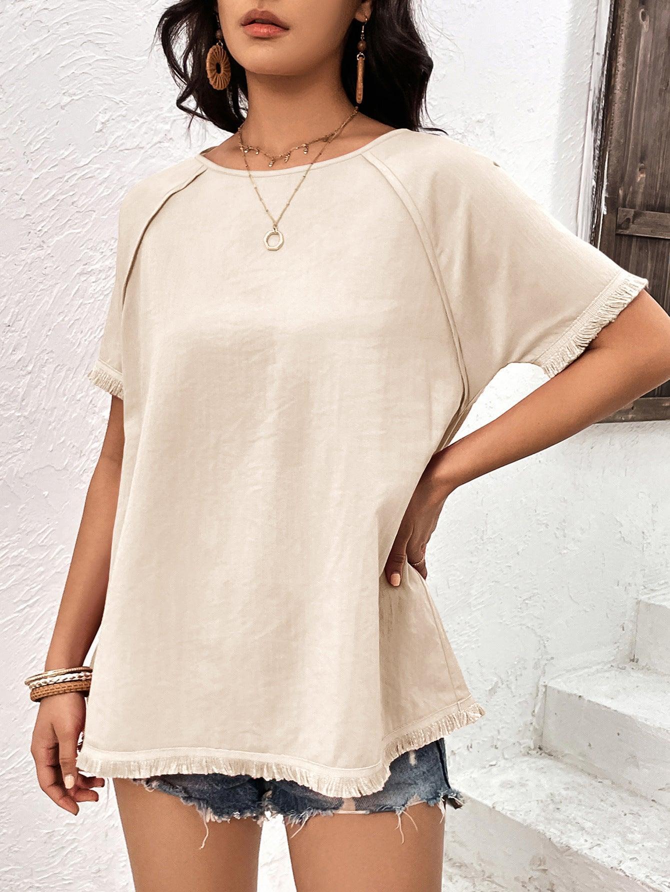 Better Now Raglan Sleeve Fringe Top - MXSTUDIO.COM