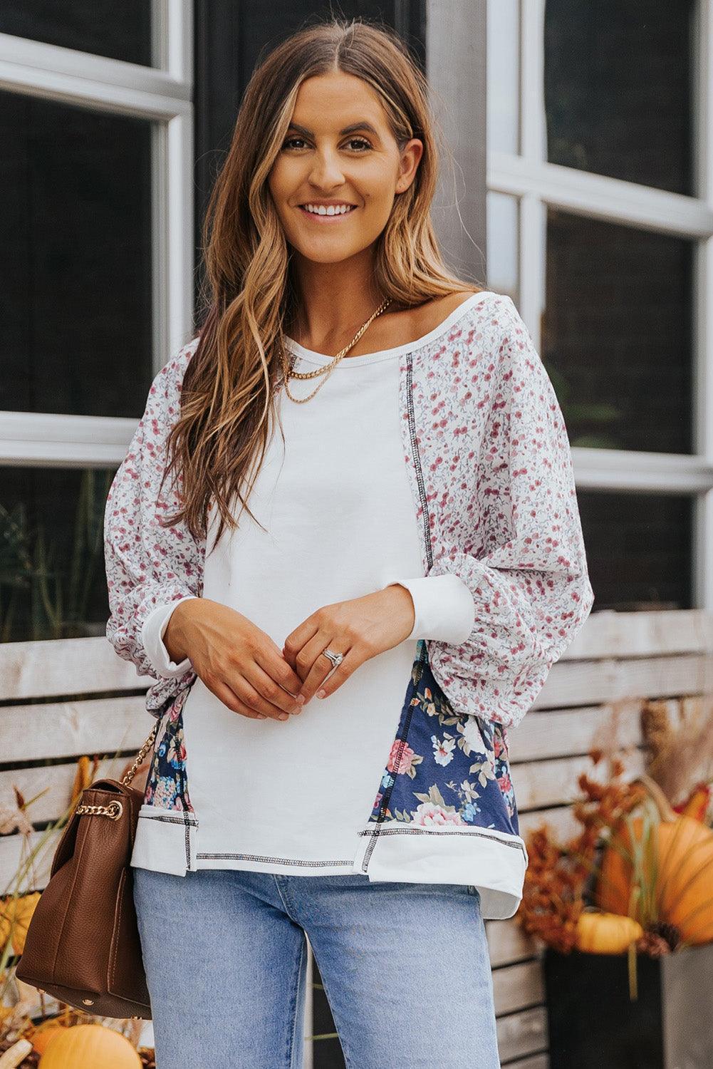 Better Than Yesterday Floral Lantern Sleeve Blouse - MXSTUDIO.COM