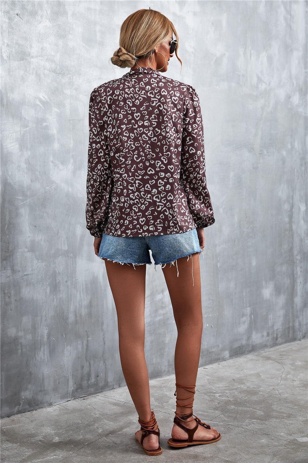 Better and Fiercer Printed Balloon Sleeve Blouse - MXSTUDIO.COM