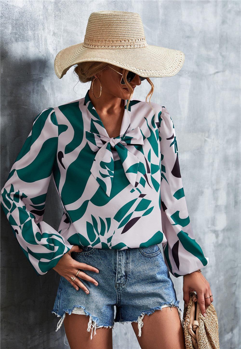 Better and Fiercer Printed Balloon Sleeve Blouse - MXSTUDIO.COM