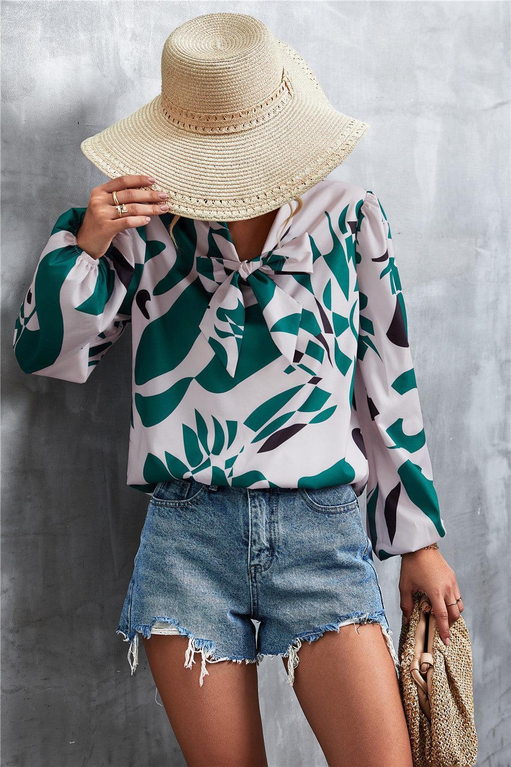 Better and Fiercer Printed Balloon Sleeve Blouse - MXSTUDIO.COM