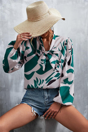 Better and Fiercer Printed Balloon Sleeve Blouse - MXSTUDIO.COM