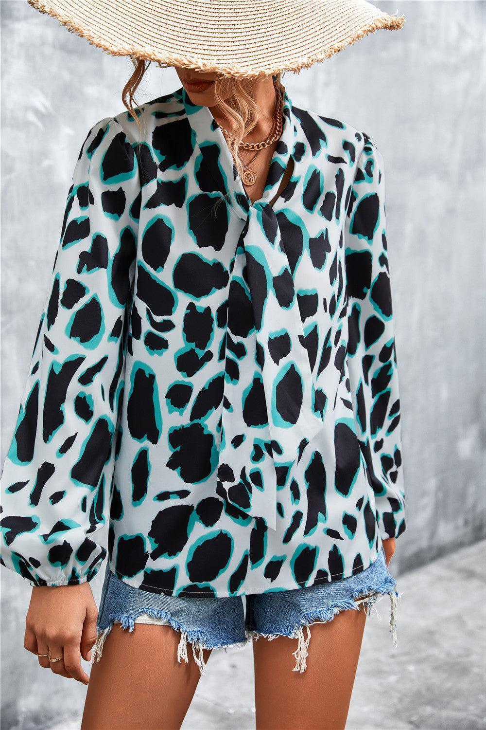 Better and Fiercer Printed Balloon Sleeve Blouse - MXSTUDIO.COM