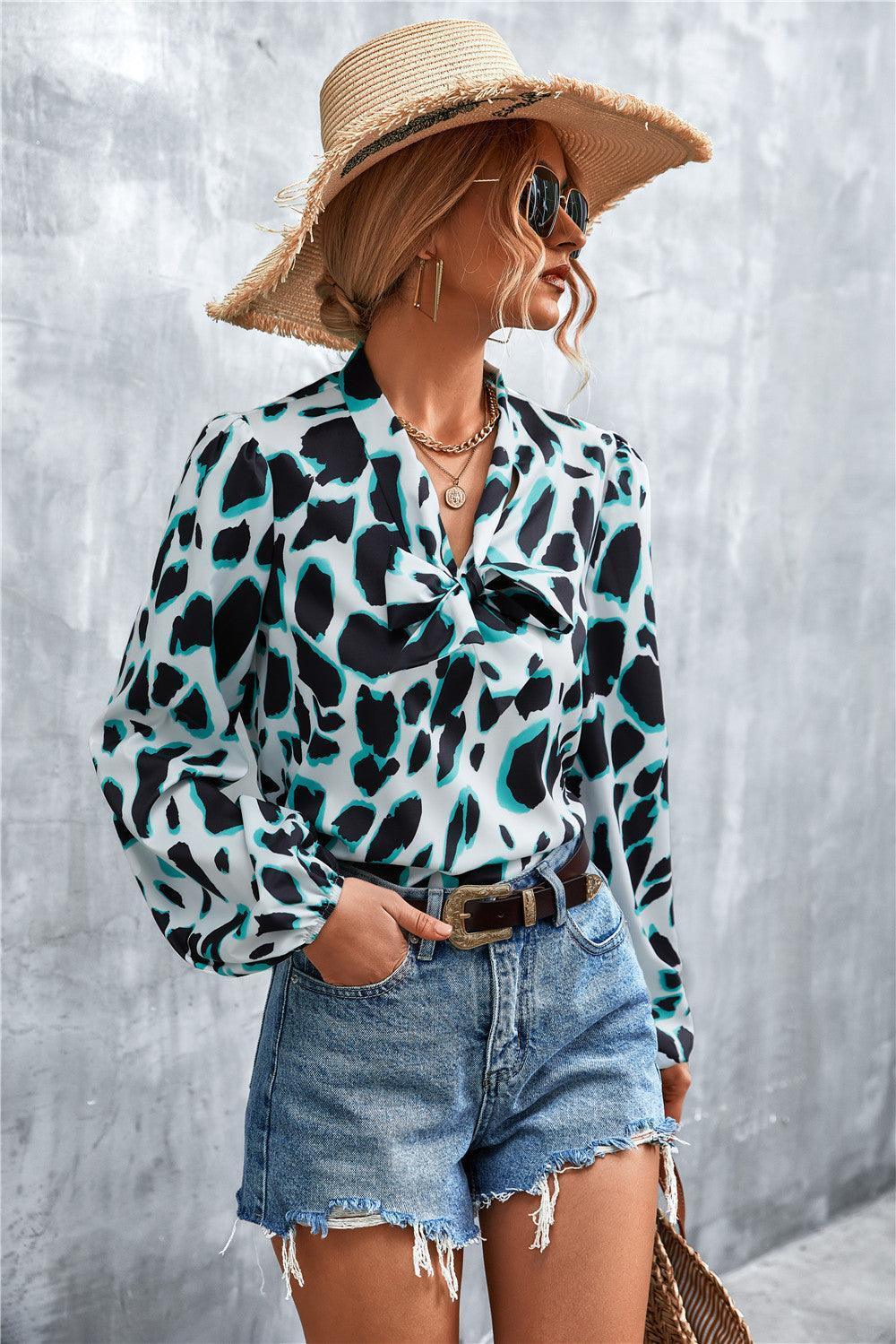 Better and Fiercer Printed Balloon Sleeve Blouse - MXSTUDIO.COM